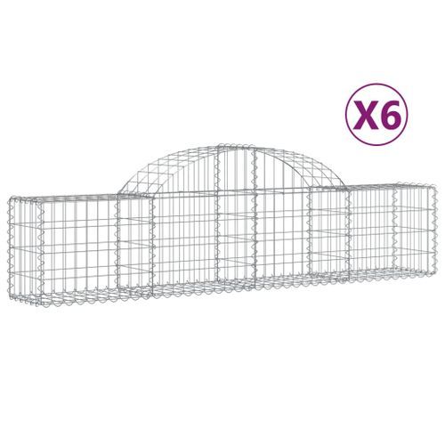 Paniers à gabions arqués 6 pcs 200x30x40/60 cm Fer galvanisé - Photo n°2; ?>