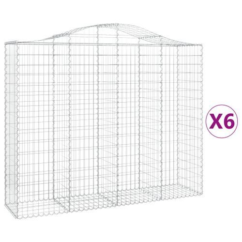 Paniers à gabions arqués 6 pcs 200x50x160/180 cm Fer galvanisé - Photo n°2; ?>