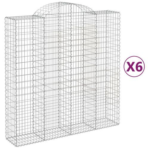 Paniers à gabions arqués 6 pcs 200x50x200/220 cm Fer galvanisé - Photo n°2; ?>