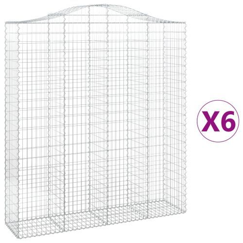 Paniers à gabions arqués 6 pcs 200x50x220/240 cm Fer galvanisé - Photo n°2; ?>