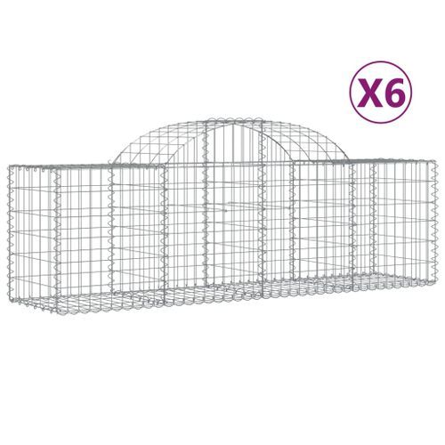 Paniers à gabions arqués 6 pcs 200x50x60/80 cm Fer galvanisé - Photo n°2; ?>