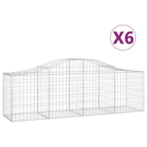 Paniers à gabions arqués 6 pcs 200x50x60/80 cm Fer galvanisé - Photo n°2; ?>