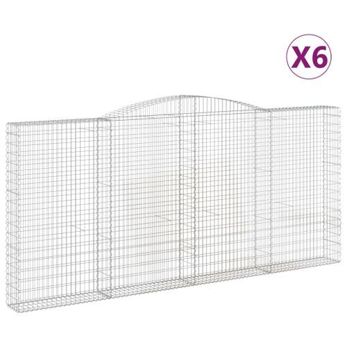 Paniers à gabions arqués 6 pcs 400x30x180/200 cm Fer galvanisé - Photo n°2; ?>