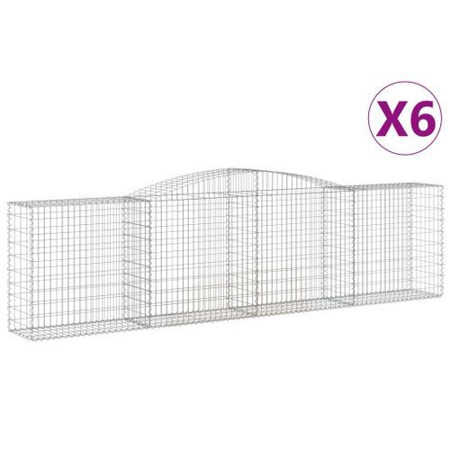 Paniers à gabions arqués 6 pcs 400x50x100/120 cm Fer galvanisé - Photo n°2; ?>