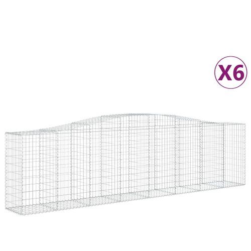 Paniers à gabions arqués 6 pcs 400x50x100/120 cm Fer galvanisé - Photo n°2; ?>