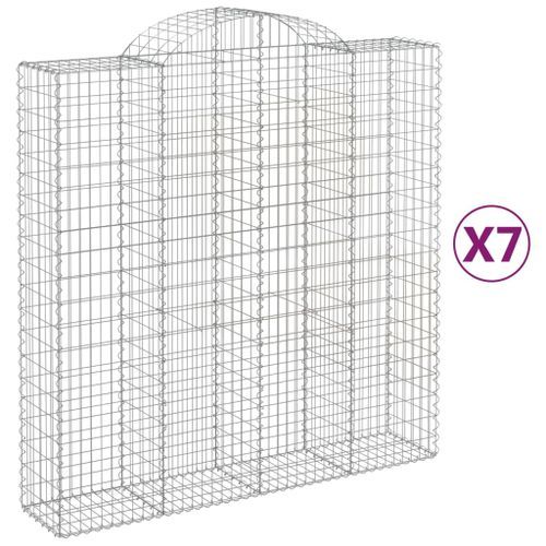 Paniers à gabions arqués 7 pcs 200x50x200/220 cm Fer galvanisé - Photo n°2; ?>