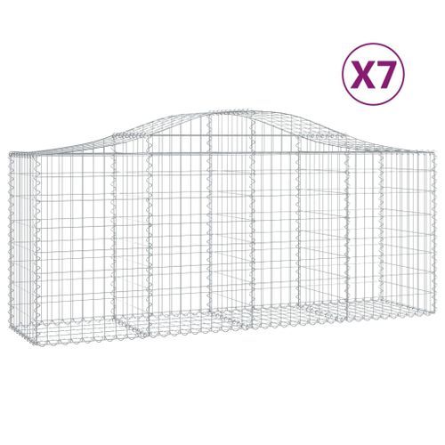 Paniers à gabions arqués 7 pcs 200x50x80/100 cm Fer galvanisé - Photo n°2; ?>