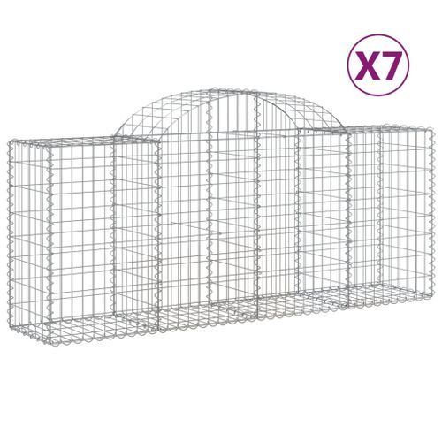 Paniers à gabions arqués 7 pcs 200x50x80/100 cm Fer galvanisé - Photo n°2; ?>