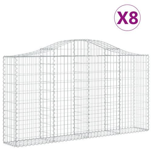 Paniers à gabions arqués 8 pcs 200x30x100/120 cm Fer galvanisé - Photo n°2; ?>