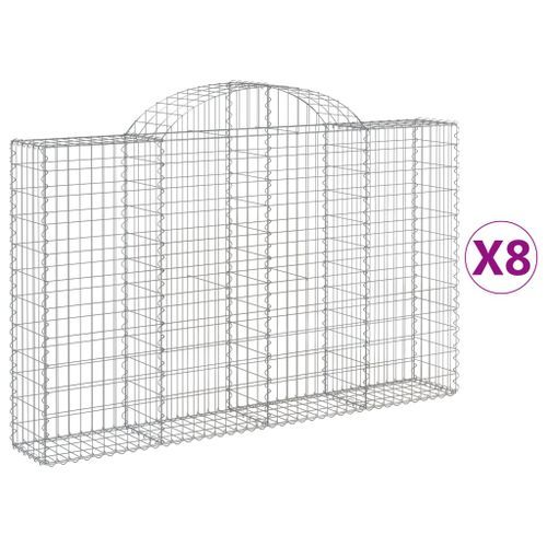 Paniers à gabions arqués 8 pcs 200x30x120/140 cm Fer galvanisé - Photo n°2; ?>