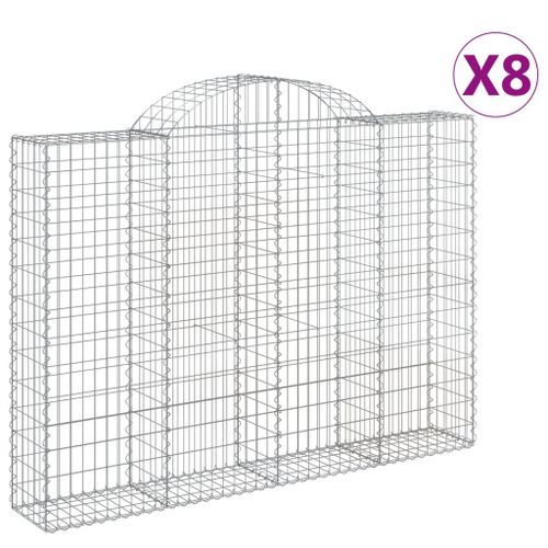 Paniers à gabions arqués 8 pcs 200x30x140/160 cm Fer galvanisé - Photo n°2; ?>