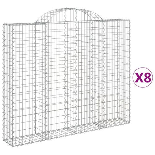 Paniers à gabions arqués 8 pcs 200x30x160/180 cm Fer galvanisé - Photo n°2; ?>