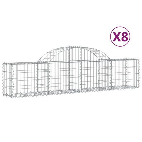 Paniers à gabions arqués 8 pcs 200x30x40/60 cm Fer galvanisé - Photo n°2; ?>