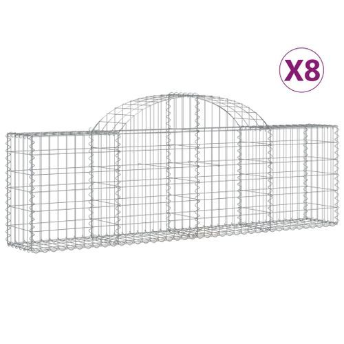 Paniers à gabions arqués 8 pcs 200x30x60/80 cm Fer galvanisé - Photo n°2; ?>