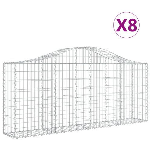 Paniers à gabions arqués 8 pcs 200x30x80/100 cm Fer galvanisé - Photo n°2; ?>