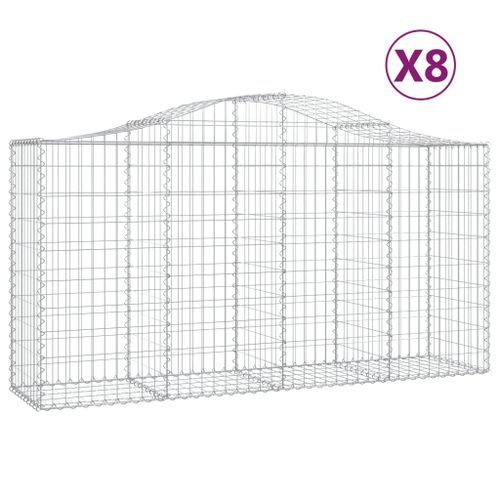 Paniers à gabions arqués 8 pcs 200x50x100/120 cm fer galvanisé - Photo n°2; ?>