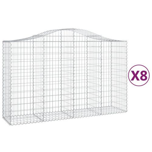 Paniers à gabions arqués 8 pcs 200x50x120/140 cm Fer galvanisé - Photo n°2; ?>