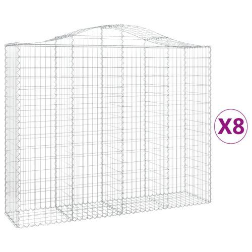 Paniers à gabions arqués 8 pcs 200x50x160/180 cm Fer galvanisé - Photo n°2; ?>