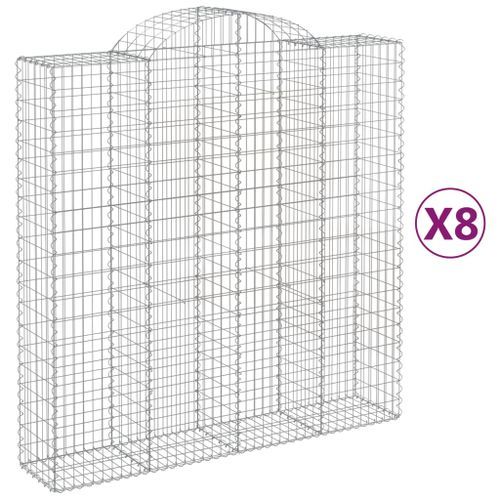 Paniers à gabions arqués 8 pcs 200x50x200/220 cm Fer galvanisé - Photo n°2; ?>