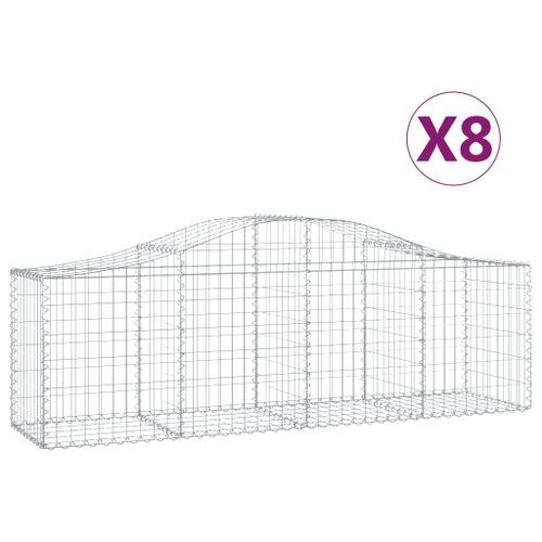 Paniers à gabions arqués 8 pcs 200x50x60/80 cm Fer galvanisé - Photo n°2; ?>