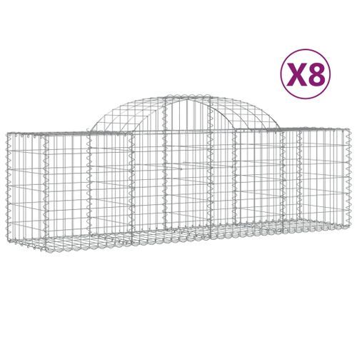 Paniers à gabions arqués 8 pcs 200x50x60/80 cm Fer galvanisé - Photo n°2; ?>