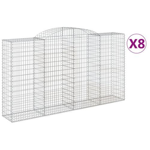 Paniers à gabions arqués 8 pcs 300x50x160/180 cm fer galvanisé - Photo n°2; ?>