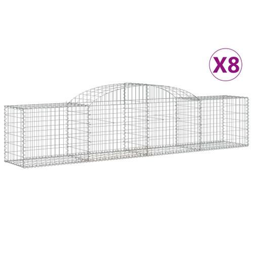 Paniers à gabions arqués 8 pcs 300x50x60/80 cm fer galvanisé - Photo n°2; ?>