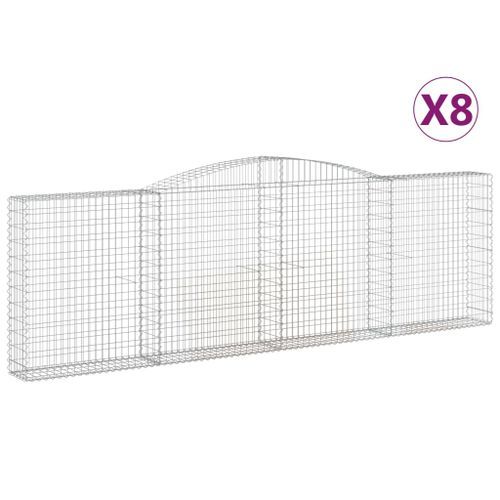 Paniers à gabions arqués 8 pcs 400x30x120/140 cm Fer galvanisé - Photo n°2; ?>