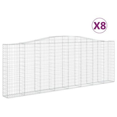 Paniers à gabions arqués 8 pcs 400x30x140/160 cm Fer galvanisé - Photo n°2; ?>