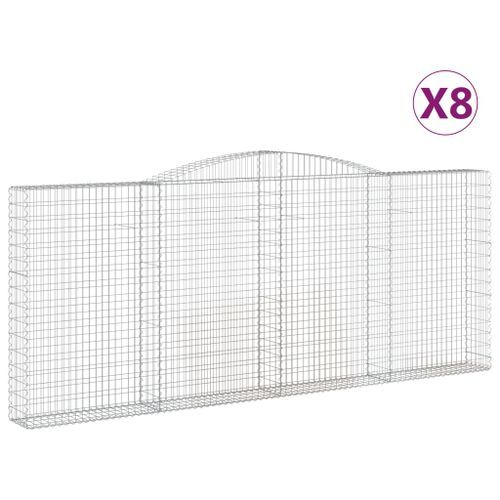 Paniers à gabions arqués 8 pcs 400x30x160/180 cm Fer galvanisé - Photo n°2; ?>