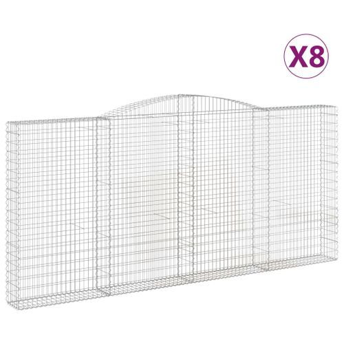 Paniers à gabions arqués 8 pcs 400x30x180/200 cm Fer galvanisé - Photo n°2; ?>