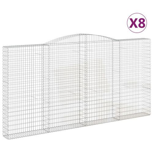 Paniers à gabions arqués 8 pcs 400x30x200/220 cm Fer galvanisé - Photo n°2; ?>