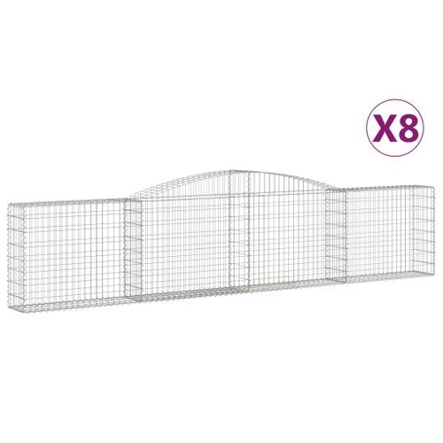 Paniers à gabions arqués 8 pcs 400x30x80/100 cm Fer galvanisé - Photo n°2; ?>