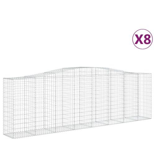 Paniers à gabions arqués 8 pcs 400x50x120/140 cm Fer galvanisé - Photo n°2; ?>