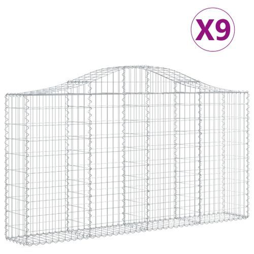 Paniers à gabions arqués 9 pcs 200x30x100/120 cm Fer galvanisé - Photo n°2; ?>