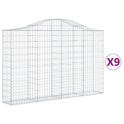 Paniers à gabions arqués 9 pcs 200x30x120/140 cm Fer galvanisé - Photo n°2; ?>