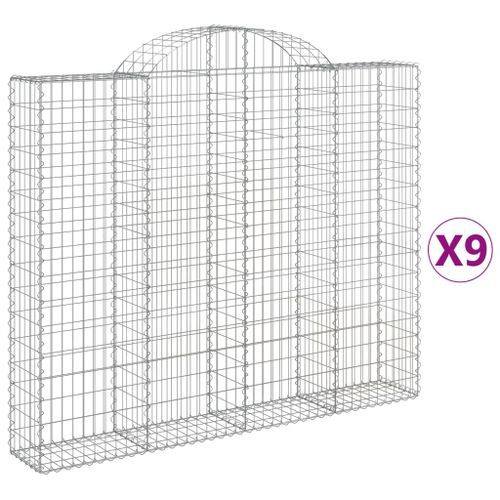 Paniers à gabions arqués 9 pcs 200x30x160/180 cm Fer galvanisé - Photo n°2; ?>