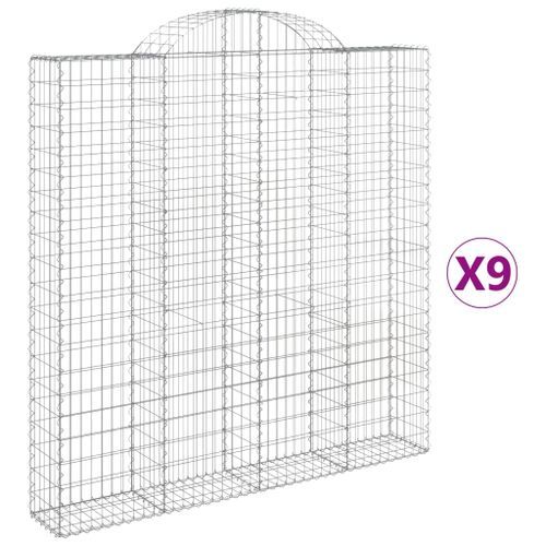 Paniers à gabions arqués 9 pcs 200x30x200/220 cm fer galvanisé - Photo n°2; ?>