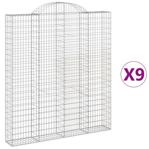 Paniers à gabions arqués 9 pcs 200x30x220/240 cm fer galvanisé - Photo n°2; ?>