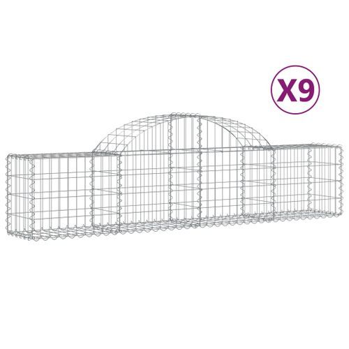 Paniers à gabions arqués 9 pcs 200x30x40/60 cm Fer galvanisé - Photo n°2; ?>