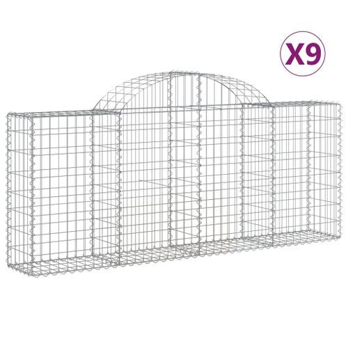 Paniers à gabions arqués 9 pcs 200x30x80/100 cm Fer galvanisé - Photo n°2; ?>