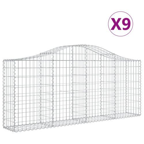 Paniers à gabions arqués 9 pcs 200x30x80/100 cm Fer galvanisé - Photo n°2; ?>