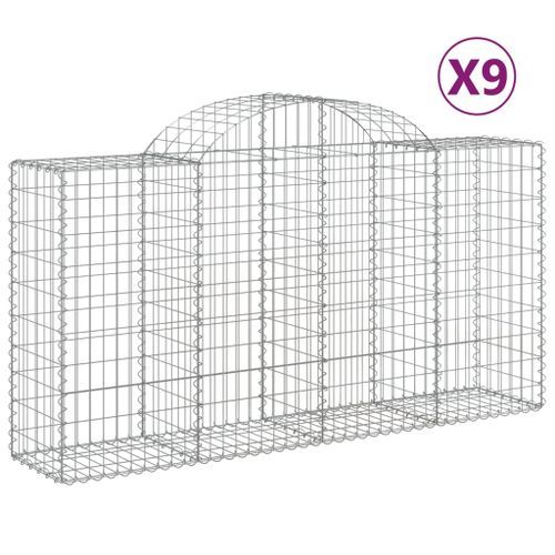 Paniers à gabions arqués 9 pcs 200x50x100/120 cm fer galvanisé - Photo n°2; ?>