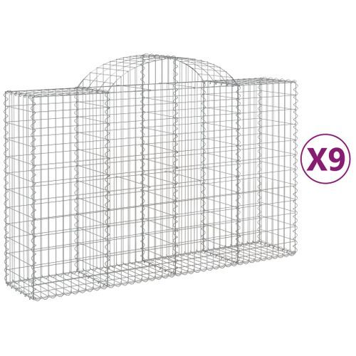 Paniers à gabions arqués 9 pcs 200x50x120/140 cm Fer galvanisé - Photo n°2; ?>