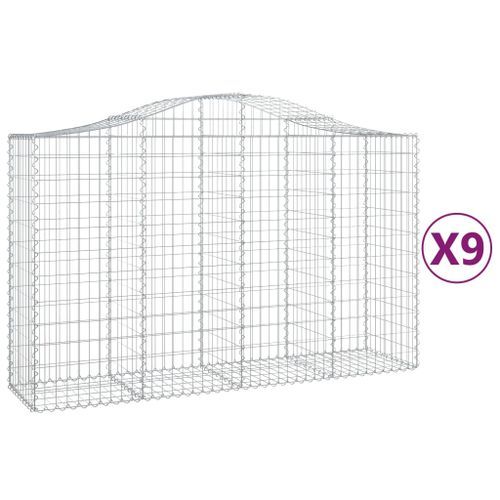 Paniers à gabions arqués 9 pcs 200x50x120/140 cm Fer galvanisé - Photo n°2; ?>