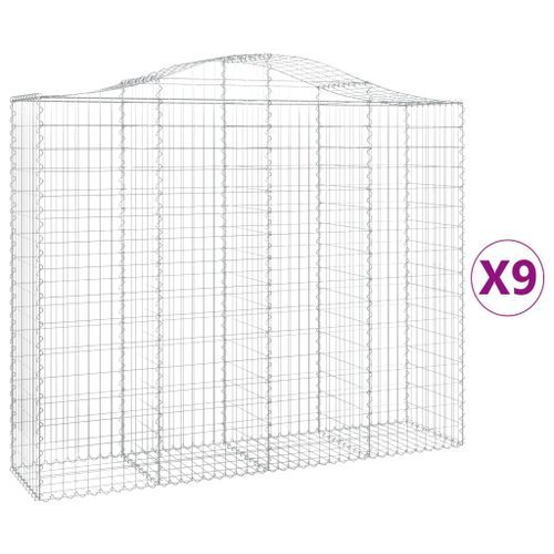 Paniers à gabions arqués 9 pcs 200x50x160/180 cm Fer galvanisé - Photo n°2; ?>