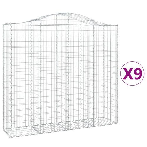 Paniers à gabions arqués 9 pcs 200x50x180/200 cm Fer galvanisé - Photo n°2; ?>