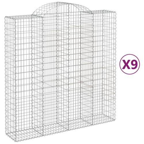 Paniers à gabions arqués 9 pcs 200x50x200/220 cm Fer galvanisé - Photo n°2; ?>