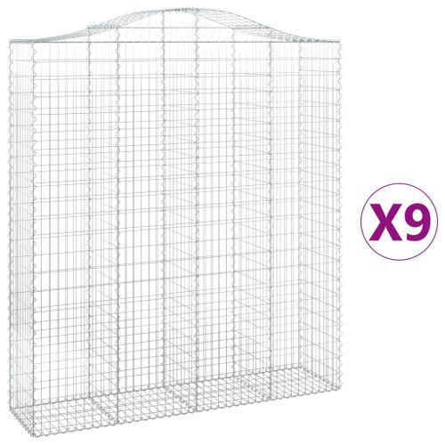 Paniers à gabions arqués 9 pcs 200x50x220/240 cm Fer galvanisé - Photo n°2; ?>