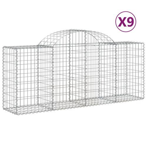 Paniers à gabions arqués 9 pcs 200x50x80/100 cm Fer galvanisé - Photo n°2; ?>